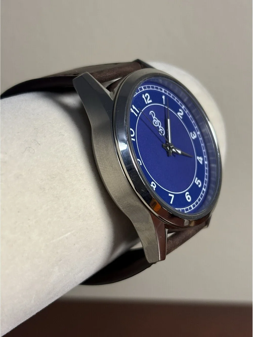 Beyond Boring Men's Quartz Watch Blue Dial Brown Leather Strap 100m Box